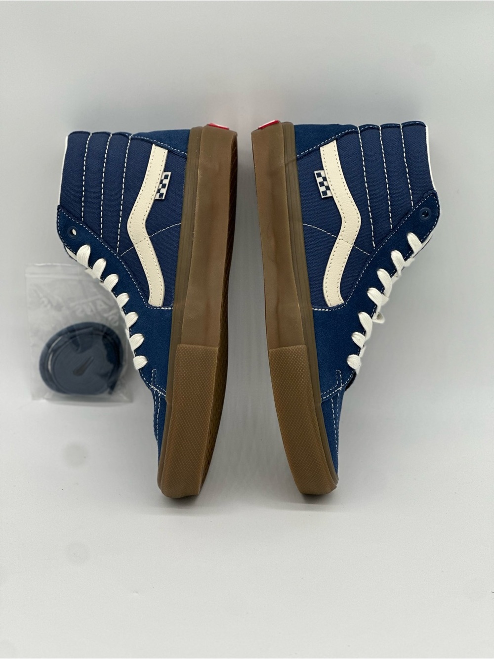Vans Navy Canvas High-Top Sneakers with Cream Stripe - Picture 8 of 10